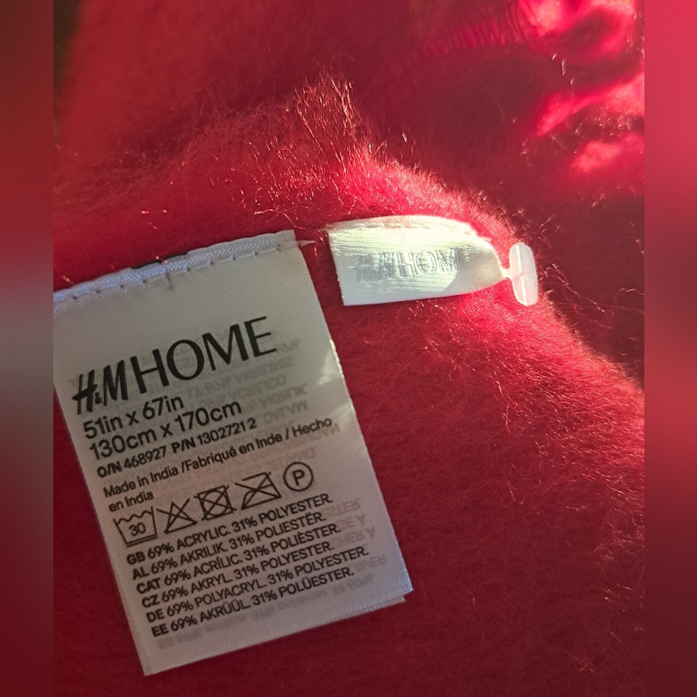 H&M Home Red Fuzzy Blanket